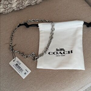 Open Coach Circle Silver Chain Necklace NWT